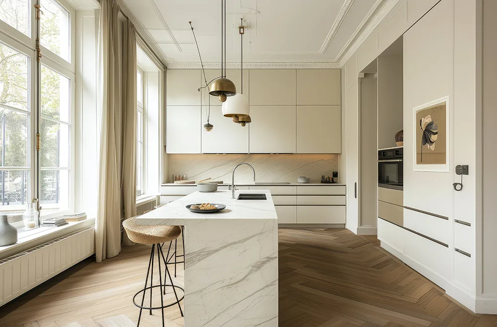 Spacious Modern Kitchen with Elegant Interior Design